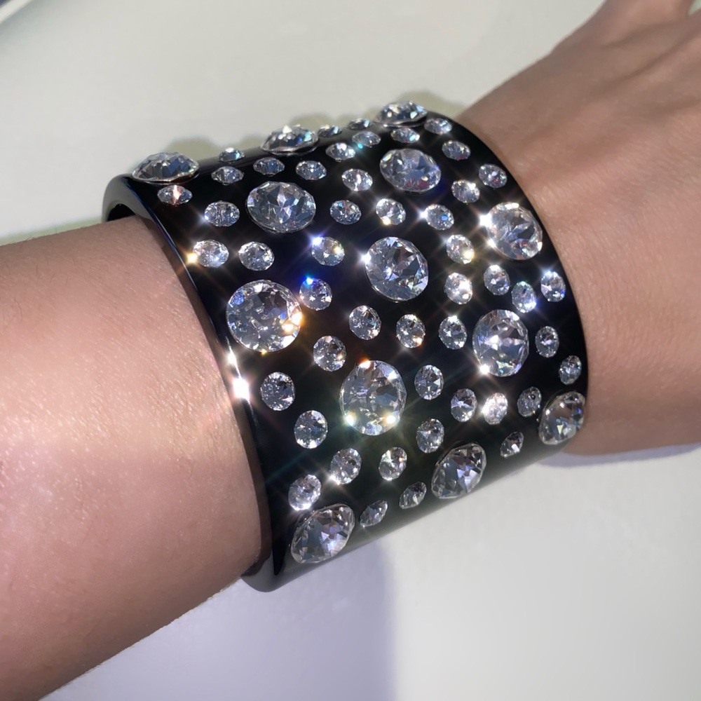 Oversized Black Acrylic Cuff Bracelet, One Of A Kind Handmade Bracelet Cuff